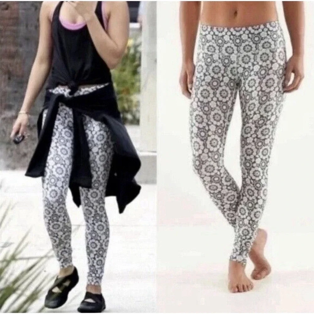Lululemon Full Length Leggings Women's  Wunder Under Twiggy Floral Nimbus Gray 4